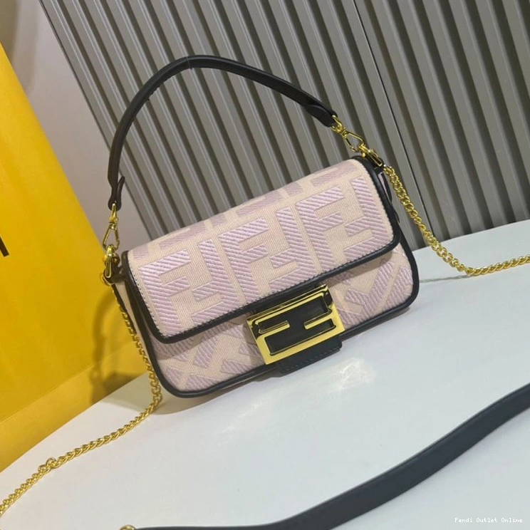 Cheap Baguette Canvas FF Cherry Motif Fendi Mini In Bag 0816